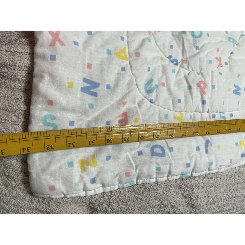 Vintage Baby Blanket Pastel ABCs Quilted Nursery Decor Retro Unisex